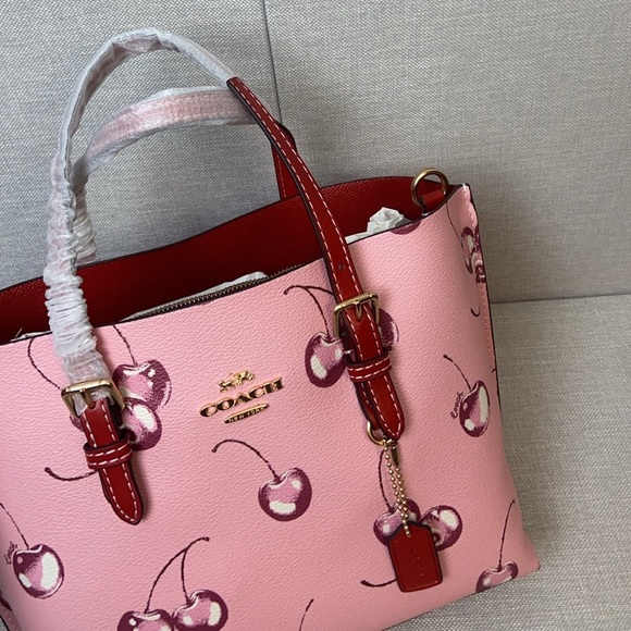 🍏🍏Coach Mollie  Tote Bag 25 With Cherry Print Crossbody Strap - Picture 8 of 9